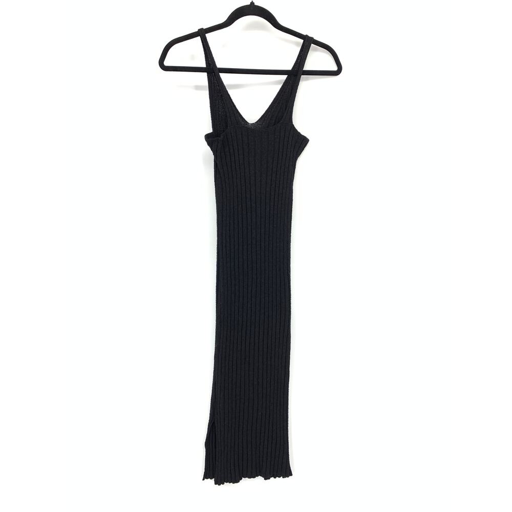Antonia Erre Bodycon Ribbed Knit Midi Dress Womens Size XS Black Sleeveless - Picture 2 of 7